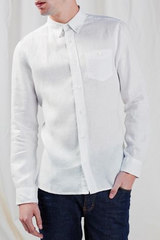Long Sleeve Linen Blend Shirt